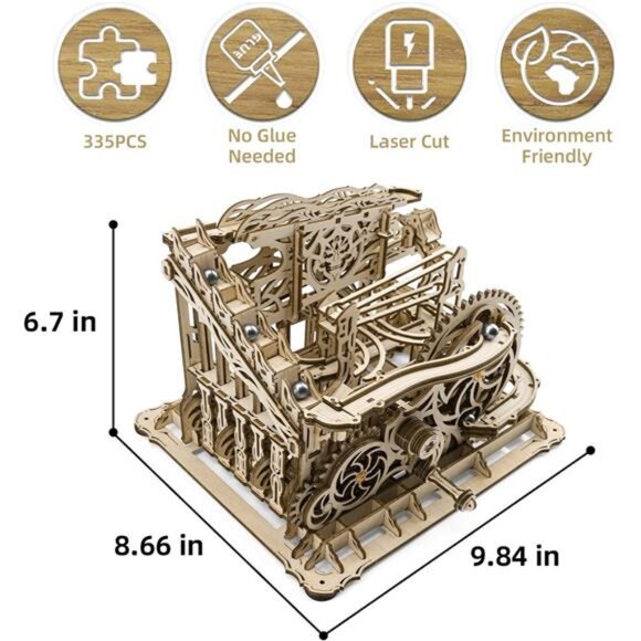 3D Wooden Puzzle Marble Run for Adults, DIY Marble Run Wooden Model Kits to - Picture 3 of 7